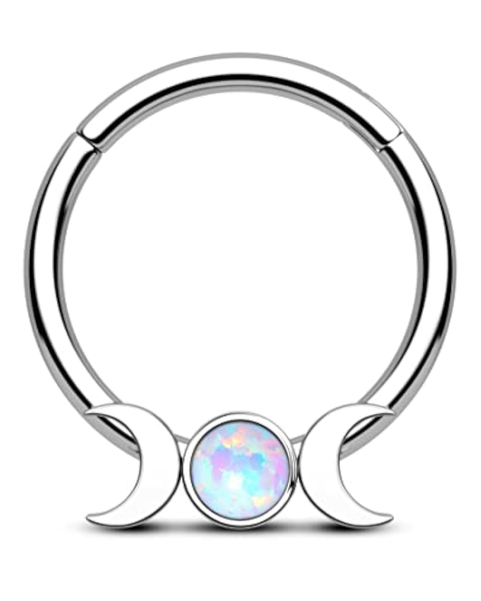 Women's Moon Septum Ring, 16g Stainless Steel